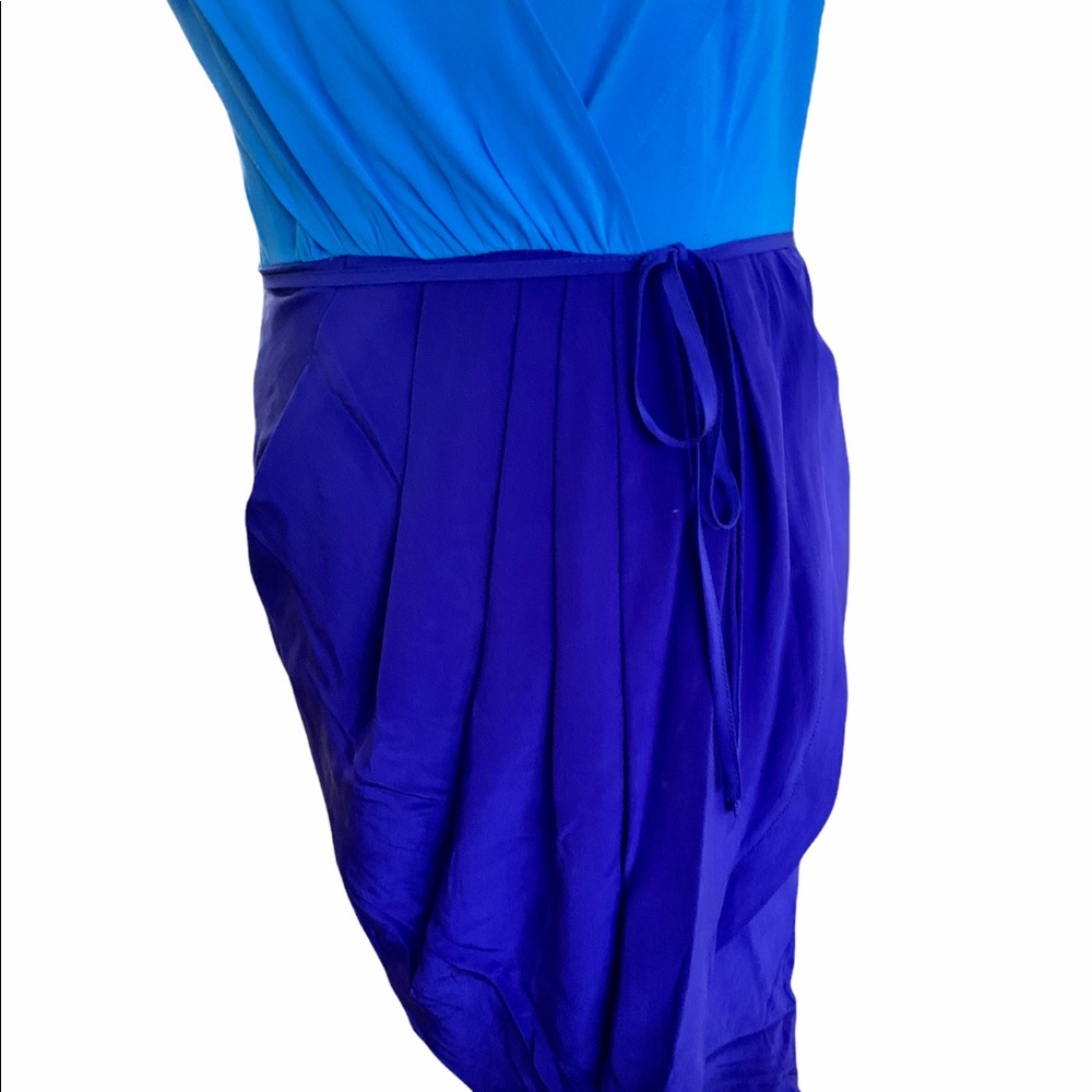 Yumi Kim Jayne tulip blue color block v-neck silk dress. Sz S - Picture 7 of 11